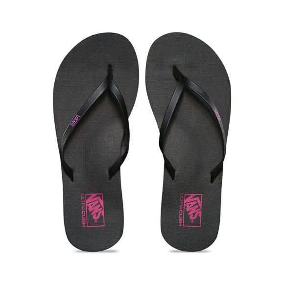 vans black flip flops